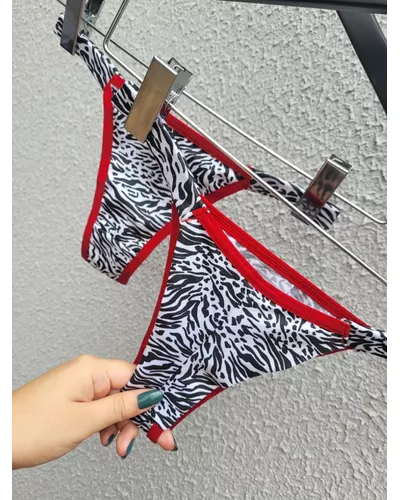Calcinha Biquini - Zebra Vermelho - DONA DE MIM (@donaademimstore)