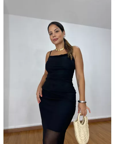 Vestido Tule Preto Alça