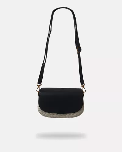 Bolsa Transversal Olivia - Preta / Branco - Pé Relax Calçados Confortáveis