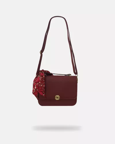 Bolsa Transversal Grande com Laço Amélia - Bordô - Pé Relax Calçados Confortáveis