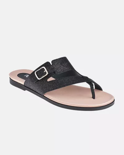 Chinelo Cosmos - Glitter Preto - Pé Relax Calçados Confortáveis