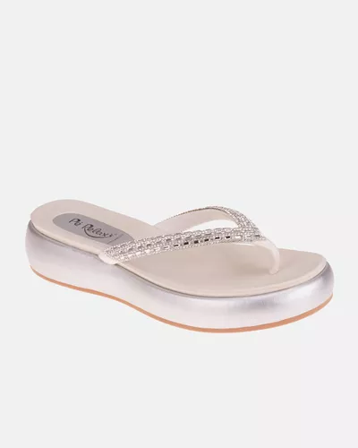 Chinelo Kalmia - Prata - Pé Relax Calçados Confortáveis