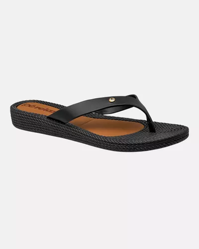 Chinelo Para Esporão E Fascite Flat Agapanto - Preto / Preto - Pé Relax Calçados Confortáveis