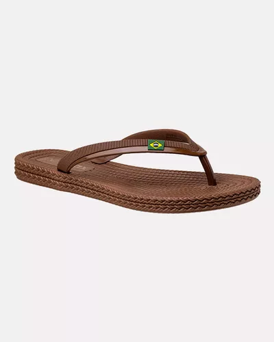 Chinelo Flat Agapanto Brasil - Bronze / Moca - Pé Relax Calçados Confortáveis