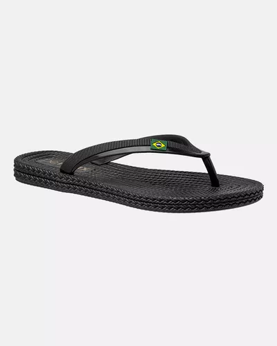 Chinelo Flat Agapanto Brasil - Preta - Pé Relax Calçados Confortáveis