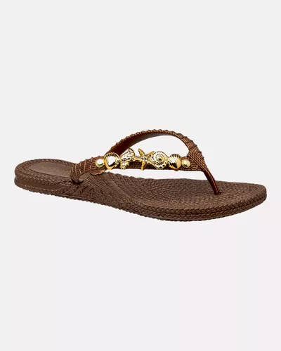 Chinelo Hibisco - Bronze - Pé Relax Calçados Confortáveis