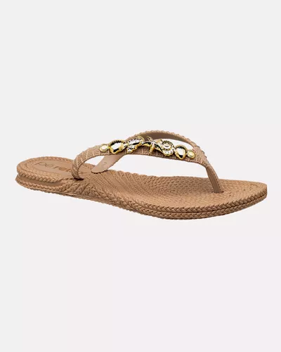 Chinelo Hibisco - Taupe - Pé Relax Calçados Confortáveis