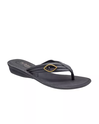 Chinelo Flat Orquídea - Preto - Pé Relax Calçados Confortáveis