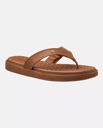 Chinelo Flat Íris - Caramelo / Âmbar - Pé Relax Calçados Confortáveis