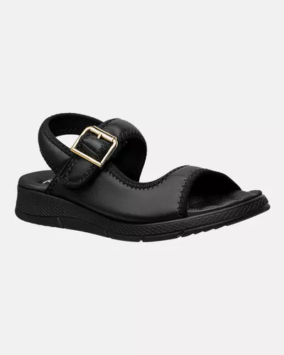 Sandália Esporão Anabela Médio – Preta - Pé Relax Calçados Confortáveis