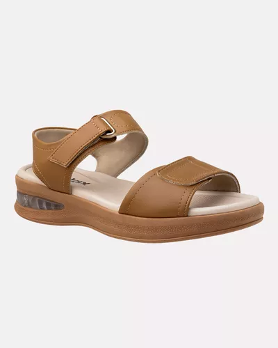 Sandália Velcro Camélia - Mascavo - Pé Relax Calçados Confortáveis