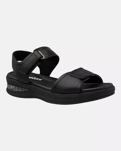 Sandália Velcro Camélia - Preto - Pé Relax Calçados Confortáveis