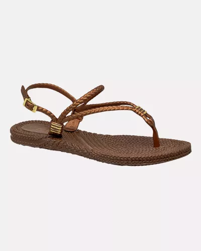 Sandália Hibisco - Bronze / Moca - Pé Relax Calçados Confortáveis