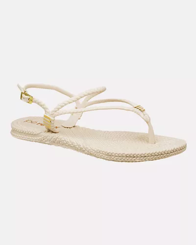 Sandália Hibisco - Creme - Pé Relax Calçados Confortáveis