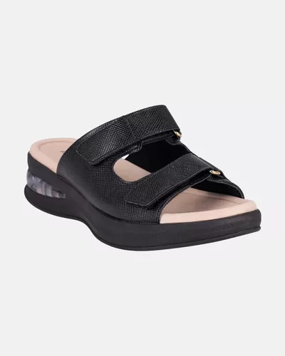 Tamanco Ajustável em Velcro Camélia - Preto - Pé Relax Calçados Confortáveis