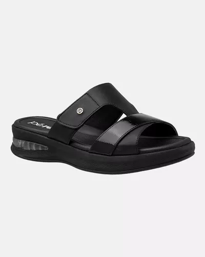 Tamanco com Velcro Camélia - Preto - Pé Relax Calçados Confortáveis