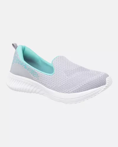 Slip On Peônia - Cinza / Verde Água - Pé Relax Calçados Confortáveis