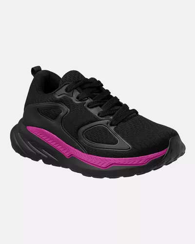Tênis Pluma - Preto / Fucsia - Pé Relax Calçados Confortáveis