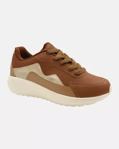 Sneaker Ortopédico Bromélia - Caramelo / Ouro - Pé Relax Calçados Confortáveis