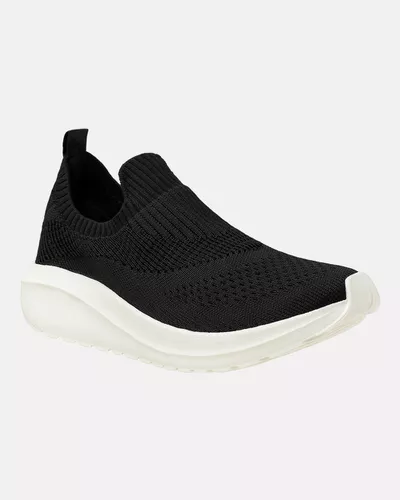Tênis Ortopédico Bromélia Knit - Preto / Off White - Pé Relax Calçados Confortáveis