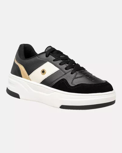 Sneaker Feminino Extremosa - Preto / Off White - Pé Relax Calçados Confortáveis