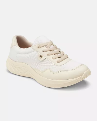 Tênis Feminino Maricá - Off White 100% - Pé Relax Calçados Confortáveis