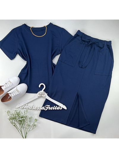 Conjunto Moletinho Saia Azul Marinho