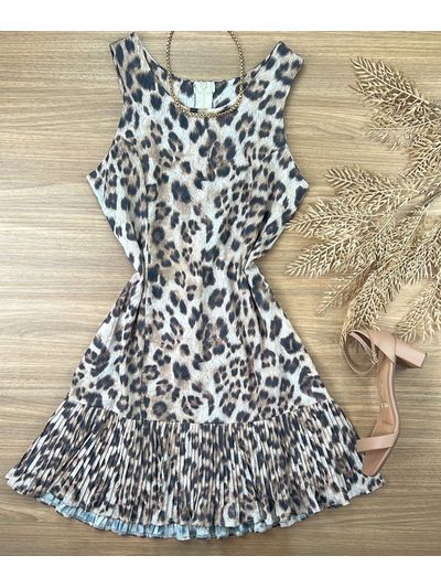 Vestido Plissado Onça