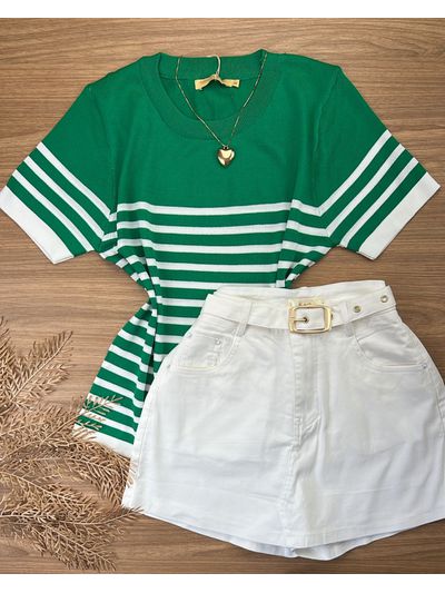 Blusa Com Detalhes em Listras 
