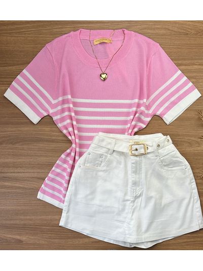 Blusa Com Detalhes em Listras 