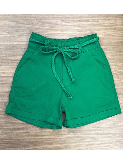 Short Sarja Cinto Trançado Verde