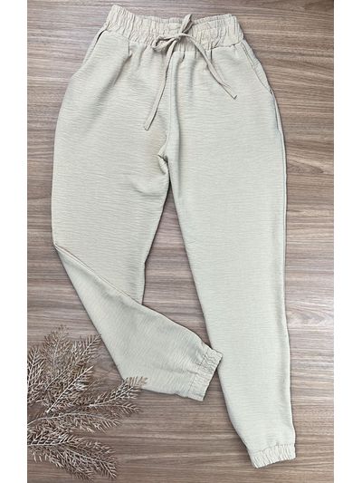 Calça Jogger Crepe Duna Bege