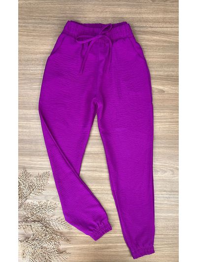 Calça Jogger Crepe Duna Fucsia