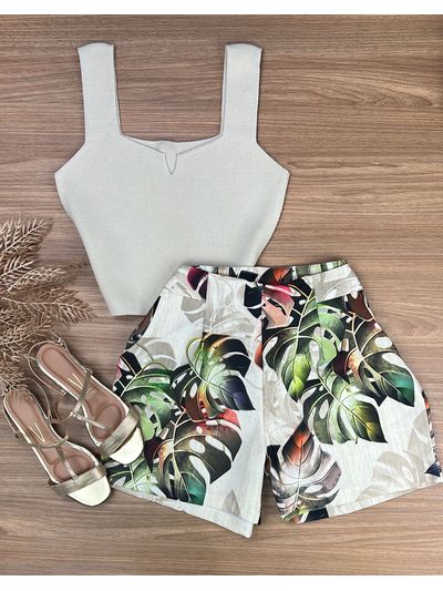 Short Alfaiataria Estampado Cru 