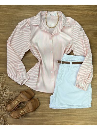 Camisa Risca De Giz Rosa