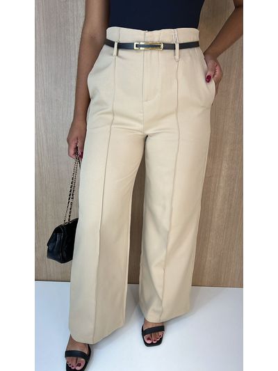 Calça Wide Alfaiataria Bege
