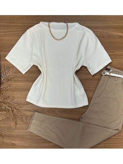 Blusa Modal Manga Curta Branca