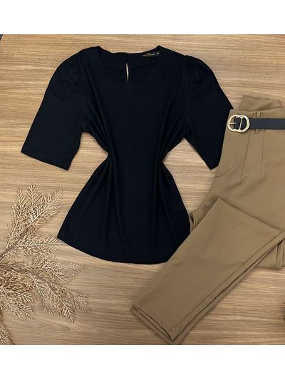 Blusa Viscolinho Preta
