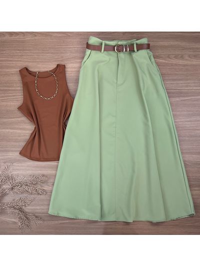 Saia Midi Alfaiataria Verde