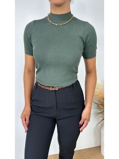 Blusa Modal Manga Curta Verde Militar 