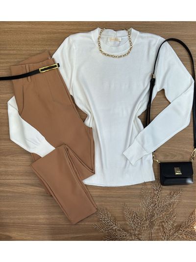 Blusa Tricô Sueter Branco