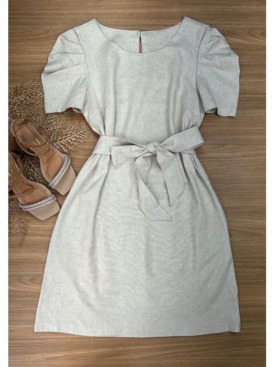 Vestido Curto Linho Cru