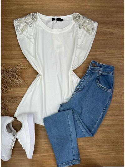 Blusa Blusa Tshirt Luxo Branca