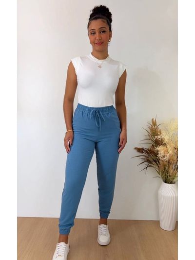 Calça Jogger Crepe Duna Azul 