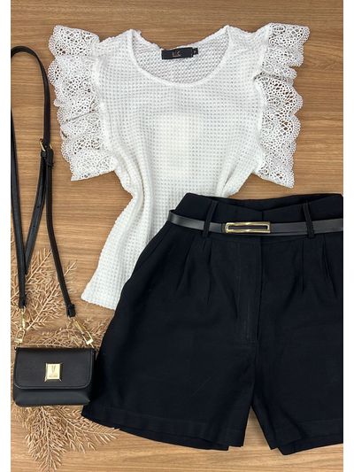 Blusa Manga Guipir Branca