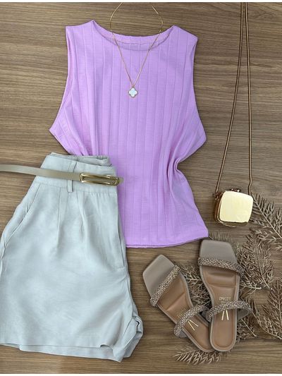 Blusa Canelada Rosa Claro