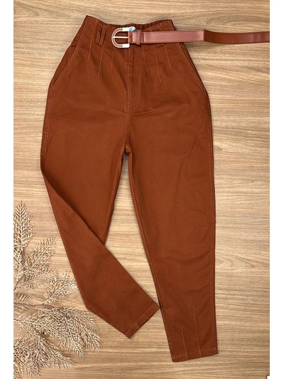 Calça Cenoura Terra Cota com Cinto