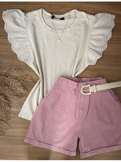 Blusa com Manga Laise Bege
