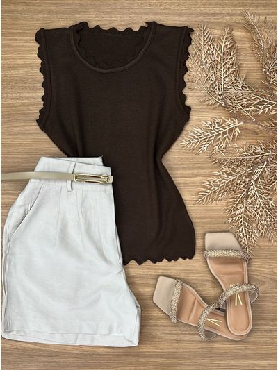 Blusa Modal Nuvem regata Marrom