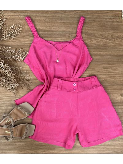 Conjunto Alça Trançada Rosa